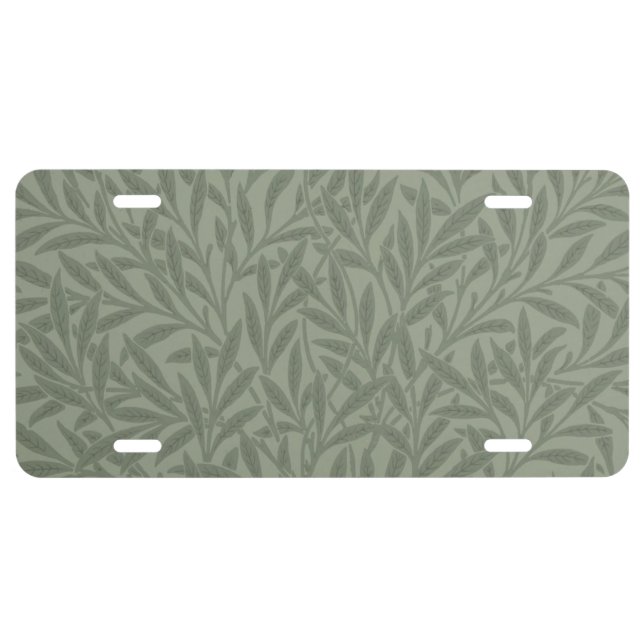 William Morris Willow Pattern Antique Sage Green License Plate (Front)