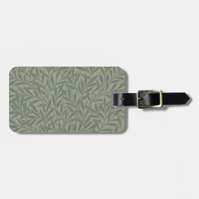 William Morris Willow Pattern Antique Sage Green Luggage Tag (Front Horizontal)