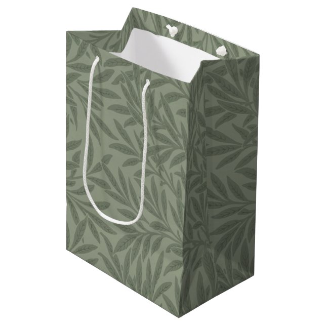 William Morris Willow Pattern Antique Sage Green Medium Gift Bag (Front Angled)