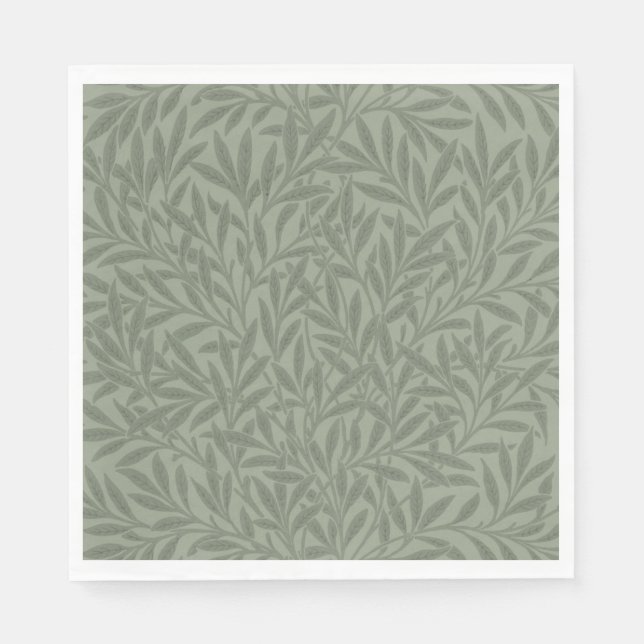 William Morris Willow Pattern Antique Sage Green Napkins (Front)