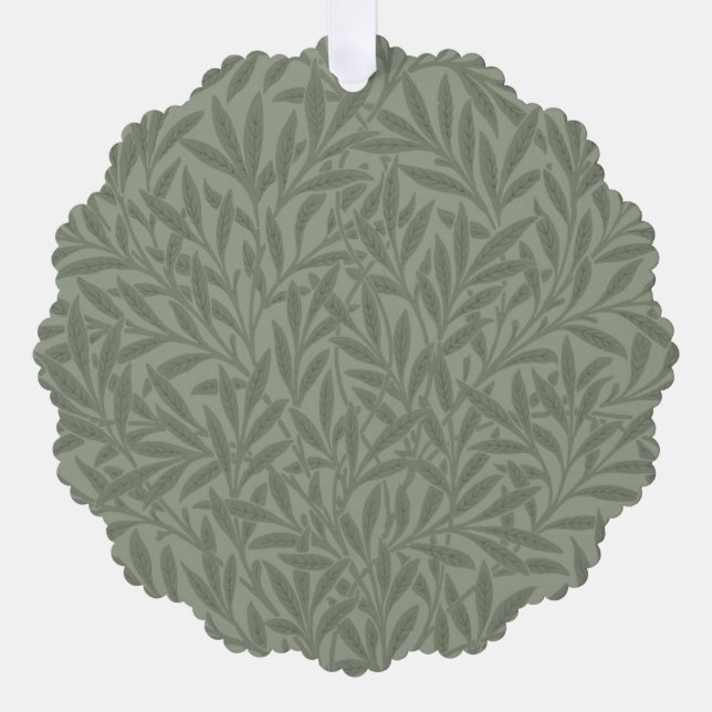 William Morris Willow Pattern Antique Sage Green Ornament Card (Front)