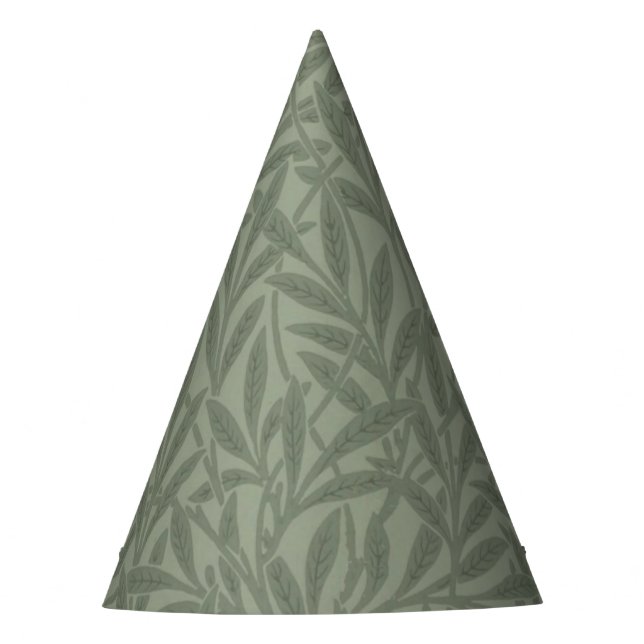 William Morris Willow Pattern Antique Sage Green Party Hat (Front)