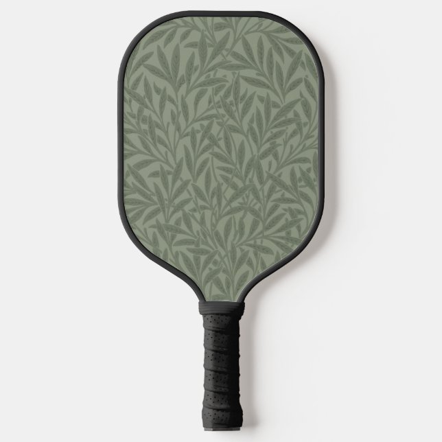William Morris Willow Pattern Antique Sage Green Pickleball Paddle (Front)