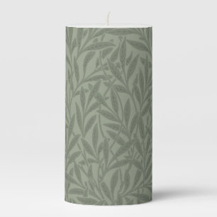 William Morris Willow Pattern Antique Sage Green Pillar Candle