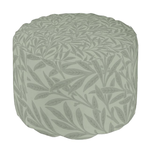 William Morris Willow Pattern Antique Sage Green Pouf (Angled Back)