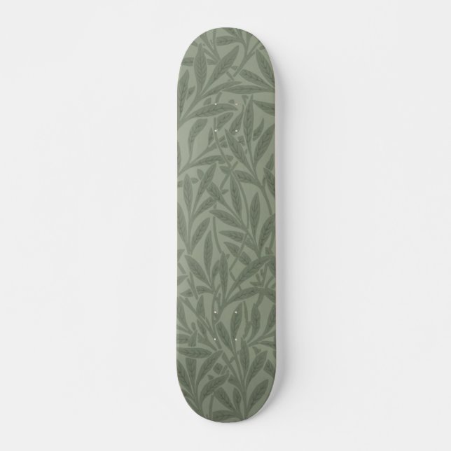 William Morris Willow Pattern Antique Sage Green Skateboard (Front)