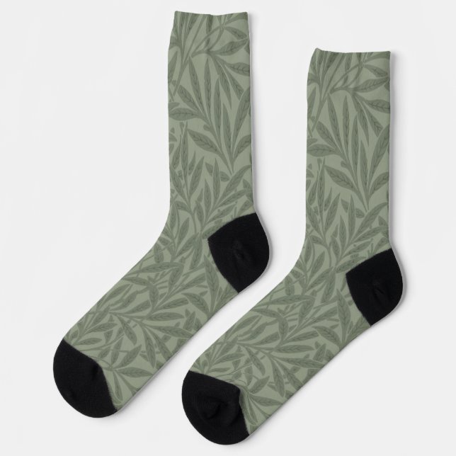 William Morris Willow Pattern Antique Sage Green Socks (Left)