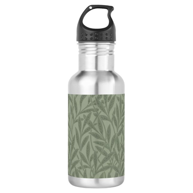 William Morris Willow Pattern Antique Sage Green Stainless Steel Water Bottle (Front)