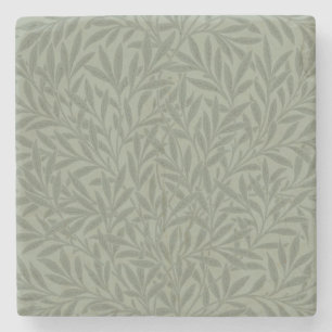 William Morris Willow Pattern Antique Sage Green Stone Coaster