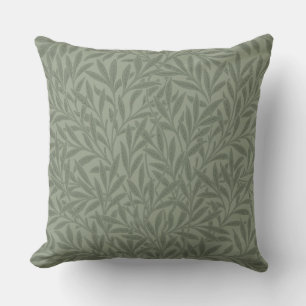 William Morris Willow Pattern Antique Sage Green Throw Pillow