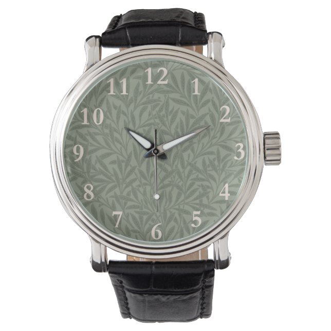William Morris Willow Pattern Antique Sage Green Watch (Front)
