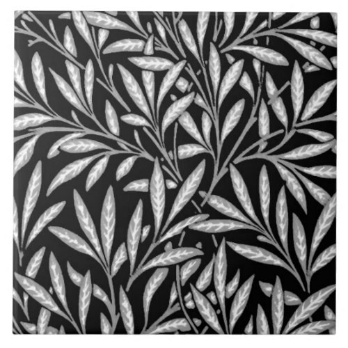 William Morris Willow Pattern Black and White Ceramic Tile