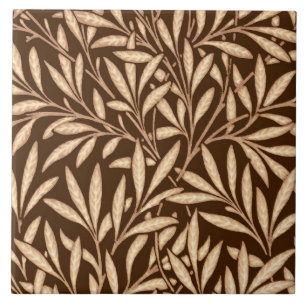 William Morris Willow Pattern, Brown and Beige Ceramic Tile