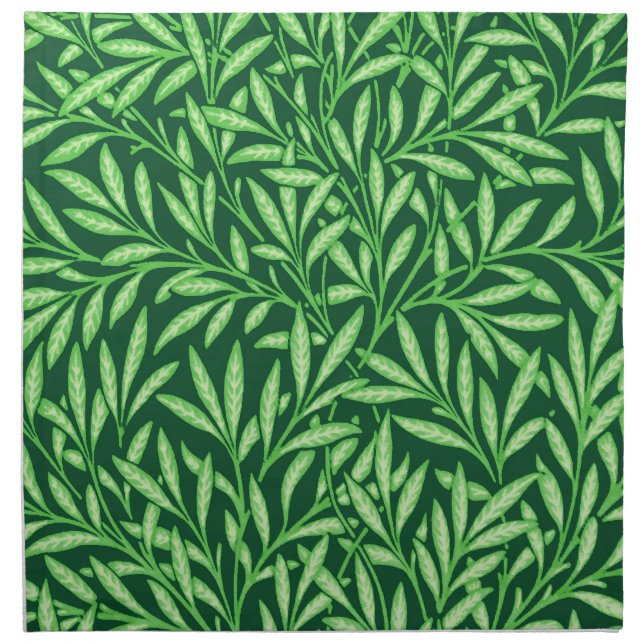 William Morris Willow Pattern, Emerald Green Cloth Napkin (Front)