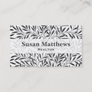 William Morris Willow Pattern, Gray / Grey & White Business Card