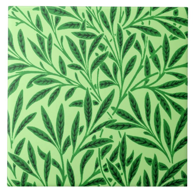 William Morris Willow Pattern, Light Jade Green Ceramic Tile (Front)