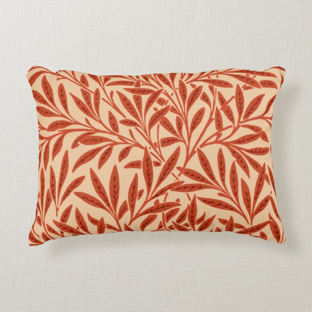 William Morris Willow Pattern, Mandarin Orange Decorative Pillow (Front)