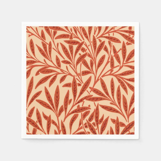 William Morris Willow Pattern, Mandarin Orange Paper Napkins (Front)
