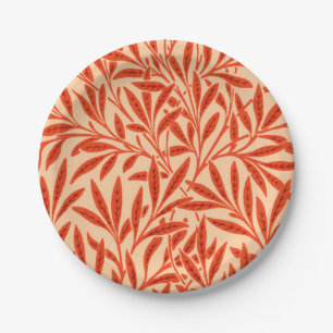 William Morris Willow Pattern, Mandarin Orange Paper Plates