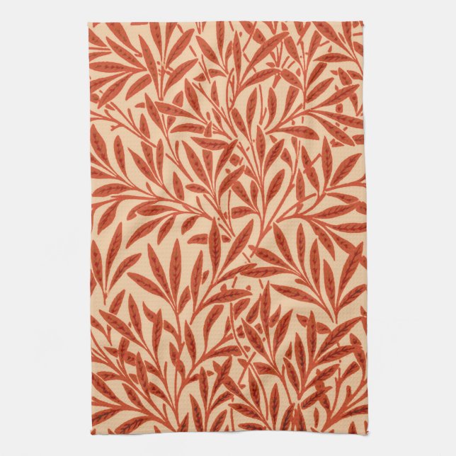 William Morris Willow Pattern, Mandarin Orange Towel (Vertical)