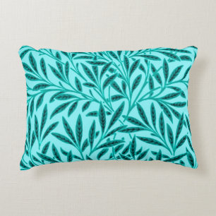 William Morris Willow Pattern, Turquoise & Aqua Accent Pillow