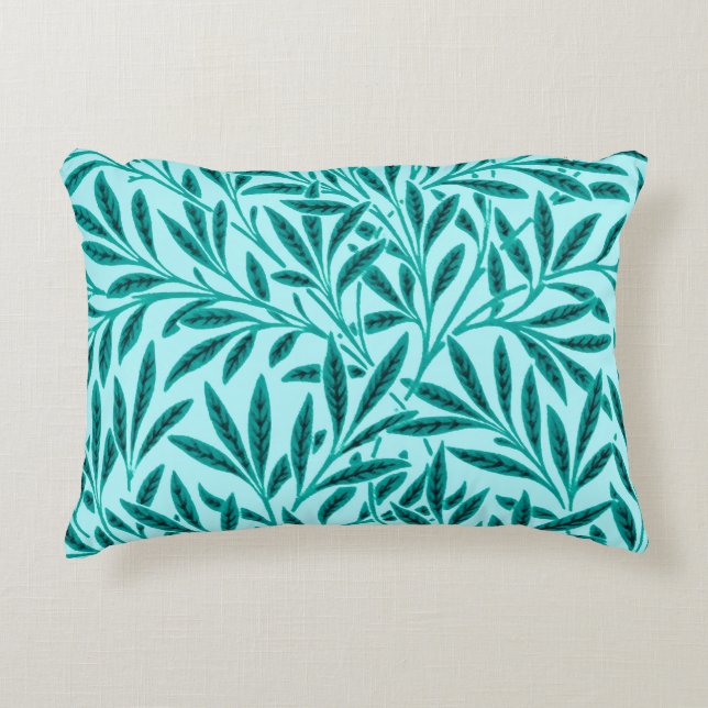 William Morris Willow Pattern, Turquoise & Aqua Accent Pillow (Front)