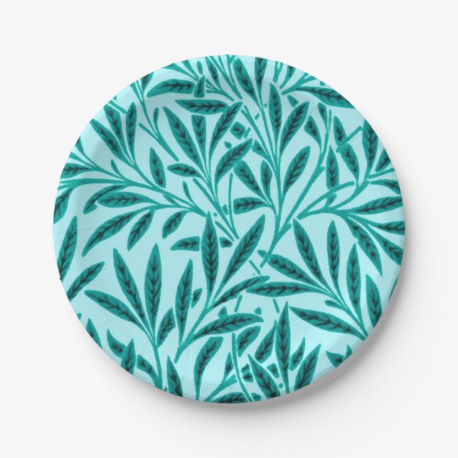 William Morris Willow Pattern, Turquoise & Aqua Paper Plates (Front)