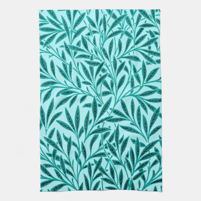 William Morris Willow Pattern, Turquoise & Aqua Towel (Vertical)