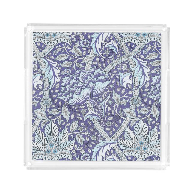 William Morris Windrush blue floral flowers Acrylic Tray (Front)