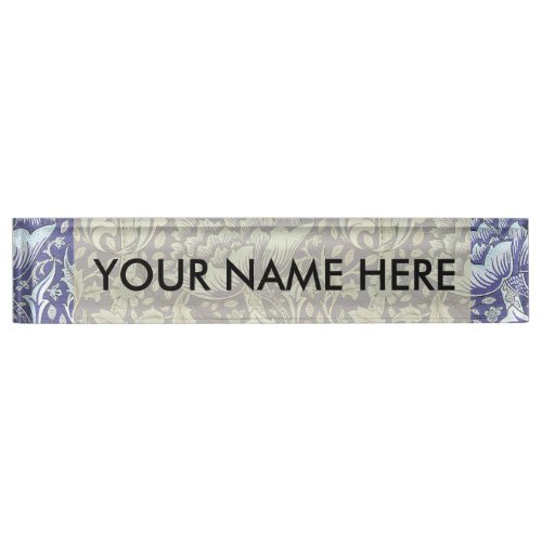 William Morris Windrush blue floral flowers Desk Name Plate