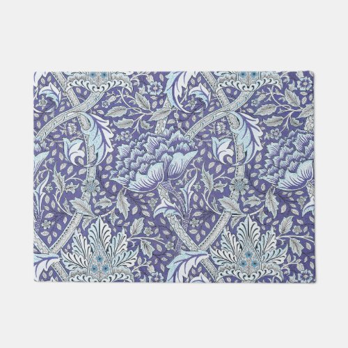 William Morris Windrush blue floral flowers Doormat