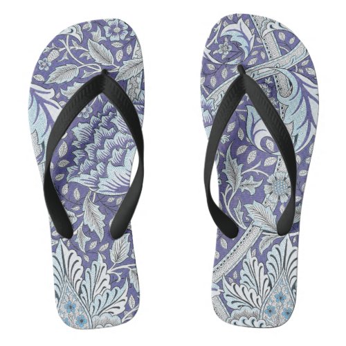 William Morris Windrush blue floral flowers Flip Flops