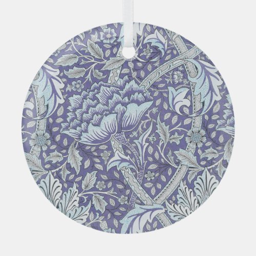 William Morris Windrush blue floral flowers Glass Ornament