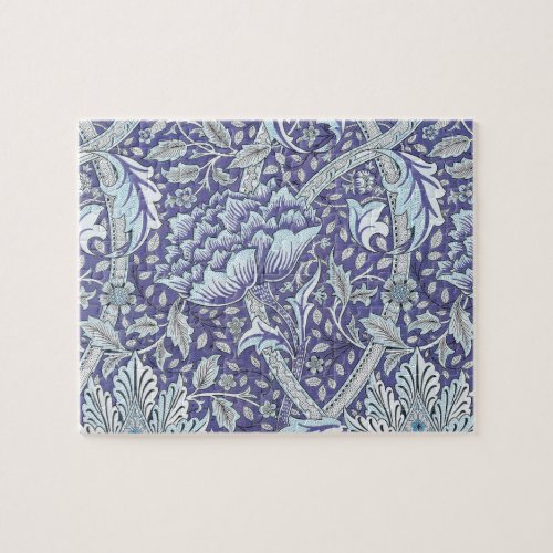 William Morris Windrush blue floral flowers Jigsaw Puzzle