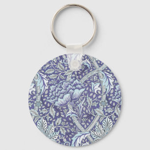 William Morris Windrush blue floral flowers Keychain