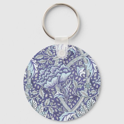 William Morris Windrush blue floral flowers Keychain