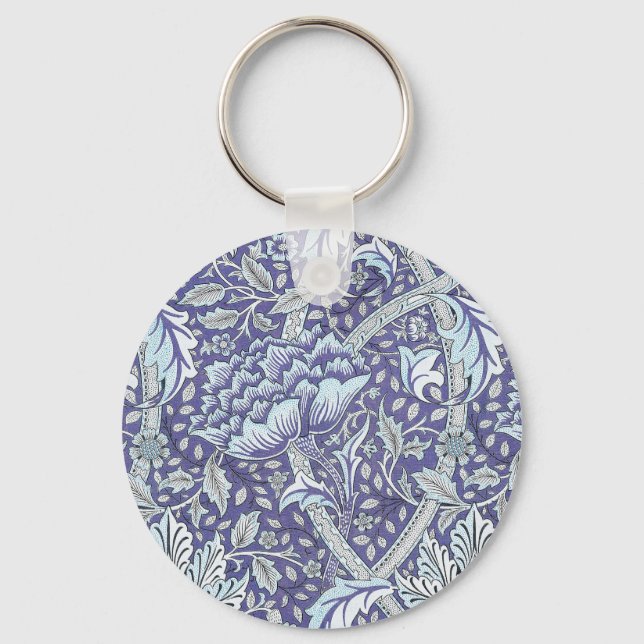William Morris Windrush blue floral flowers Keychain (Front)