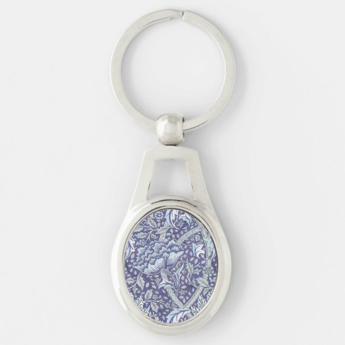 William Morris Windrush blue floral flowers Keychain