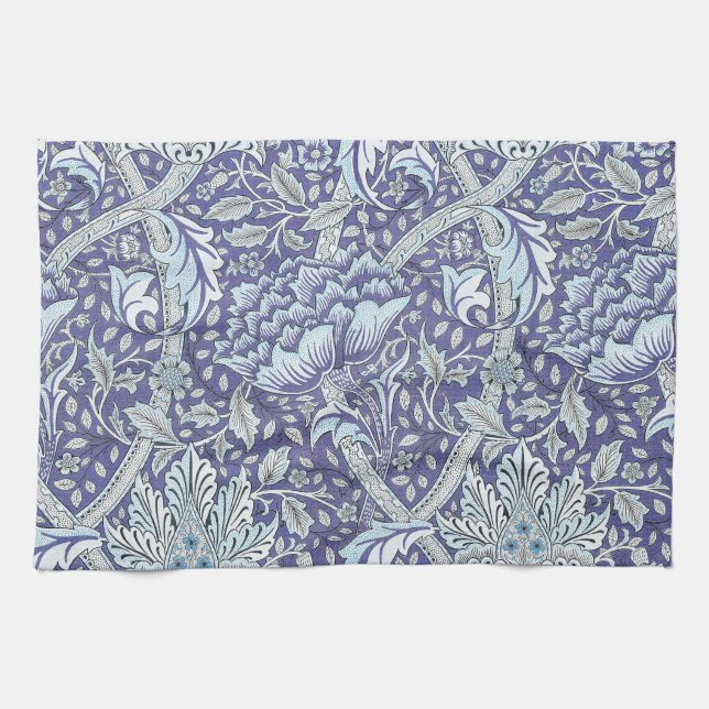 William Morris Windrush blue floral flowers Kitchen Towel (Horizontal)