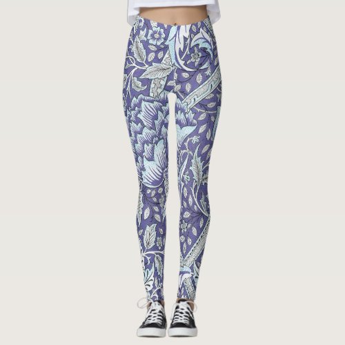 William Morris Windrush blue floral flowers Leggings