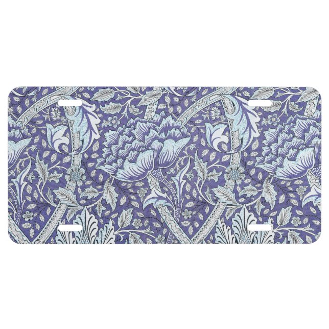William Morris Windrush blue floral flowers License Plate (Front)