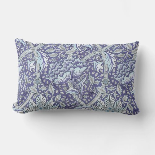 William Morris Windrush blue floral flowers Lumbar Pillow