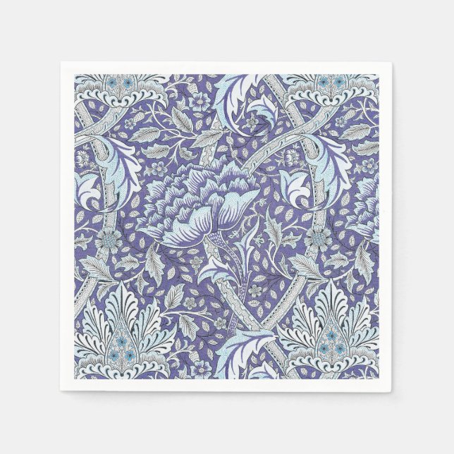 William Morris Windrush blue floral flowers Napkins (Front)