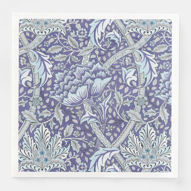 William Morris Windrush blue floral flowers Paper Dinner Napkins (Front)