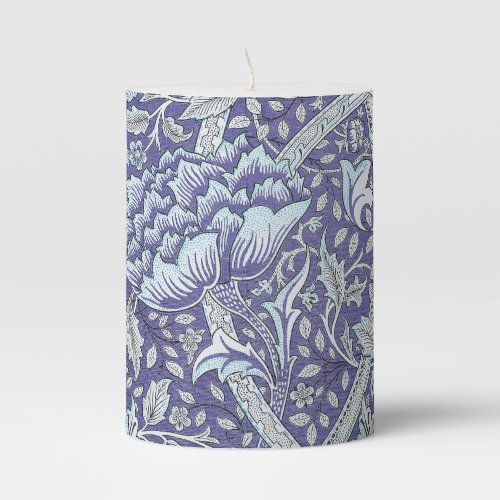 William Morris Windrush blue floral flowers Pillar Candle