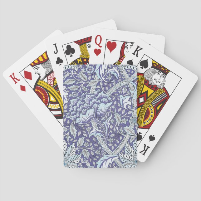William Morris Windrush blue floral flowers Poker Cards (Back)