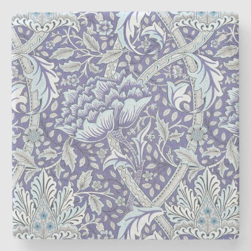 William Morris Windrush blue floral flowers Stone Coaster