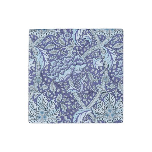 William Morris Windrush blue floral flowers Stone Magnet