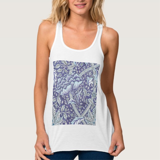 William Morris Windrush blue floral flowers Tank Top (Front)