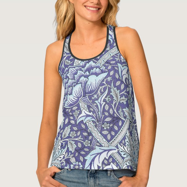 William Morris Windrush blue floral flowers Tank Top (Front)